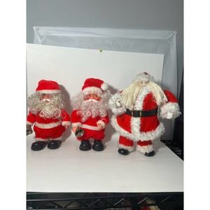 Lot Of  3 Vintage Rubber Faced Santa Claus Worn Bad Condition